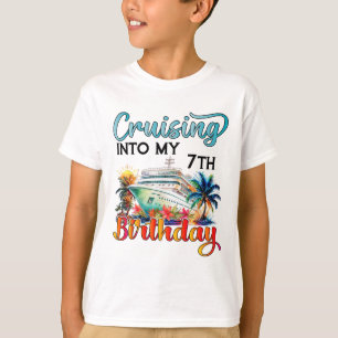 Camiseta Navegando Para Minha Viagem De Aniversário De 7 An