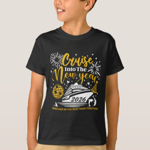Camiseta Navegando para o Ano Novo 2026 Família Corresponde