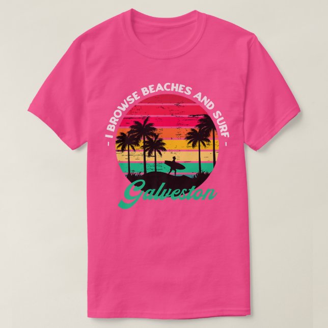 Camiseta Navego praias e Surf Galveston surfando no Texas  (Frente do Design)