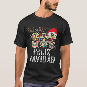 Camiseta Navidad Sugar Skulls Reindeers Papais noeis mexica