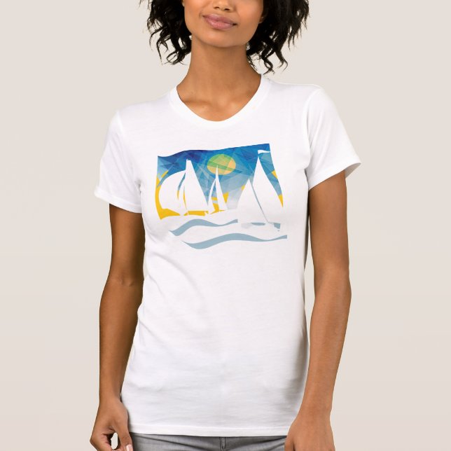 Camiseta Navigação da silhueta no mar (Frente)