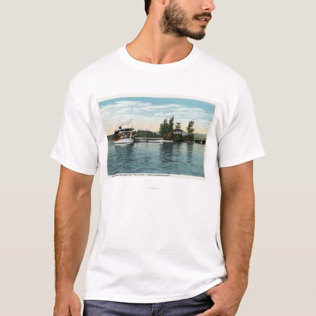 Camiseta Navio a vapor do tio Sam na aterragem da ilha do (Frente)