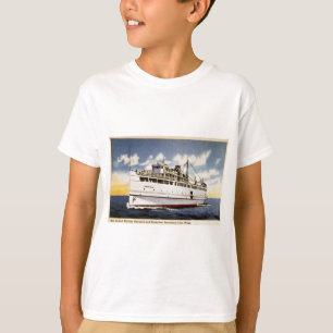 Camiseta Navio a vapor Naushon, linha do barco a vapor de