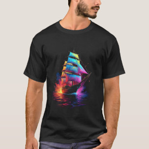 Camiseta Navio à vela Colorido Artístico