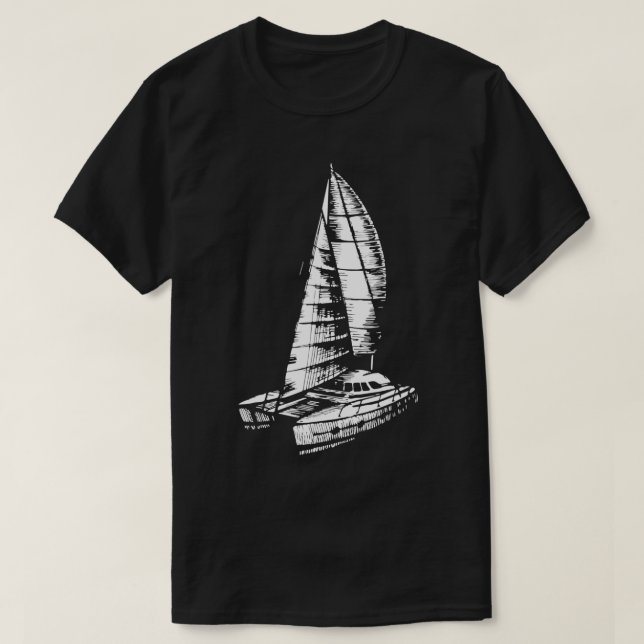 Camiseta Navio Catamaran Velha Navegando Embarcação Oceânic (Frente do Design)