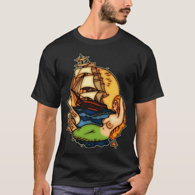 Camiseta Navio da sereia e de pirata (Frente)