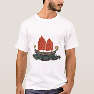 Camiseta Navio de Carga Velha Vela Vermelha Navio