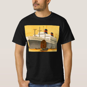 Camiseta Navio de Cruzeiro Antigo para o Oriente com Barcos