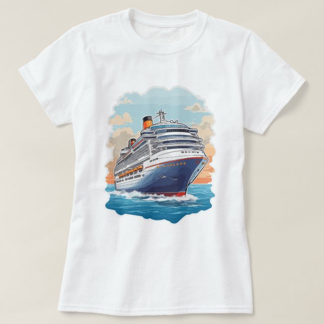 Camiseta Navio de cruzeiro colorido (Frente do Design)
