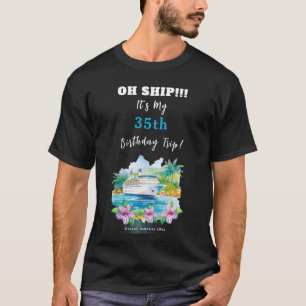 Camiseta Navio de Cruzeiro de Aniversário na Praia da Ilha