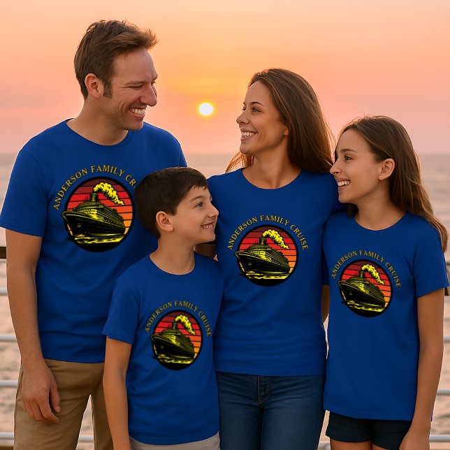 Camiseta Navio de cruzeiro e Modelo de lanço retrô (Criador carregado)