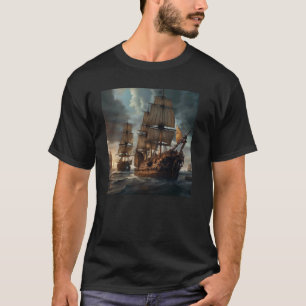 Camiseta Navio de Guerra do Século XVII Arte Viagem Navio d