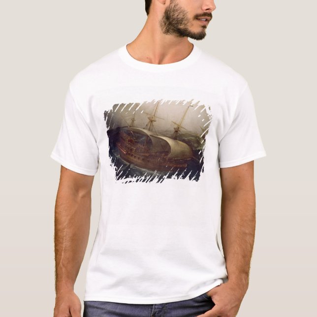 Camiseta Navio de guerra holandesa em uma tempestade (Frente)