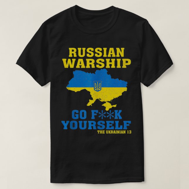 Camiseta Navio de Guerra Russo Vai-te embora (Frente do Design)