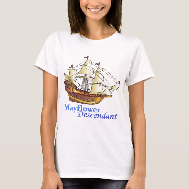 Camiseta Navio de navigação do descendente de Mayflower (Frente)