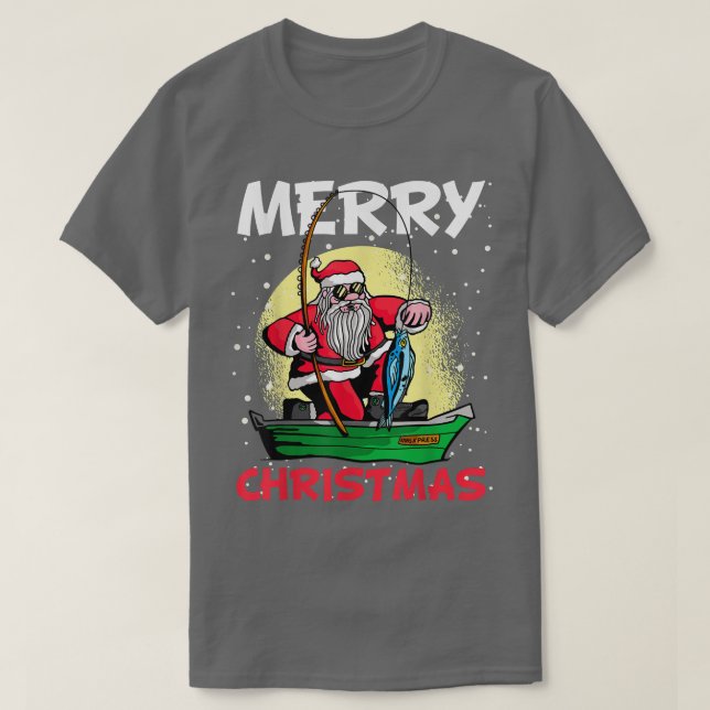 Camiseta Navio de pesca Natal neve Santa Claus (Frente do Design)