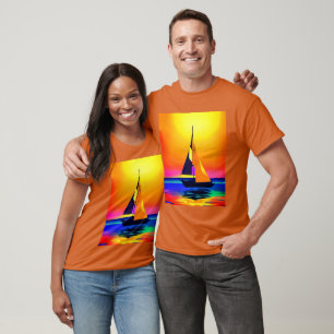 Camiseta Navio de vela contra um pôr do sol do oceano vibra