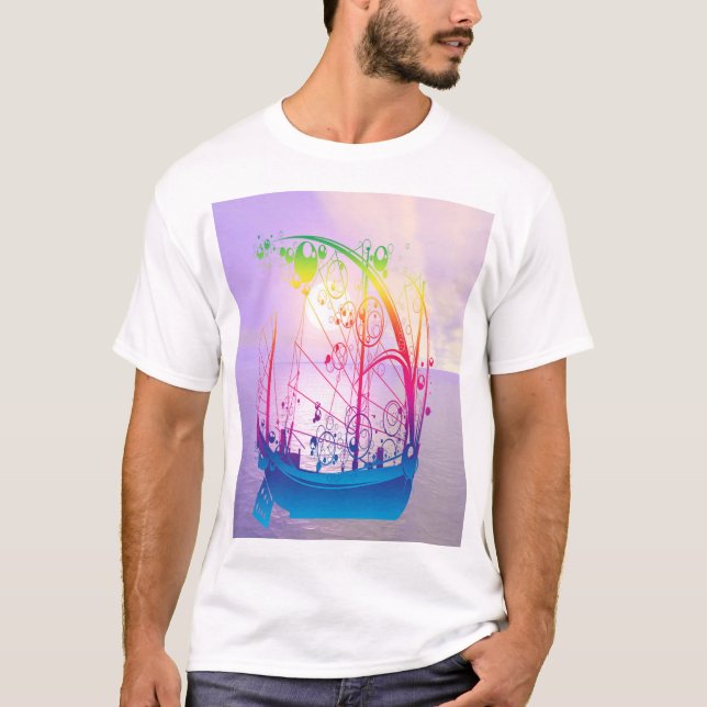 Camiseta Navio de vela no amanhecer (Frente)