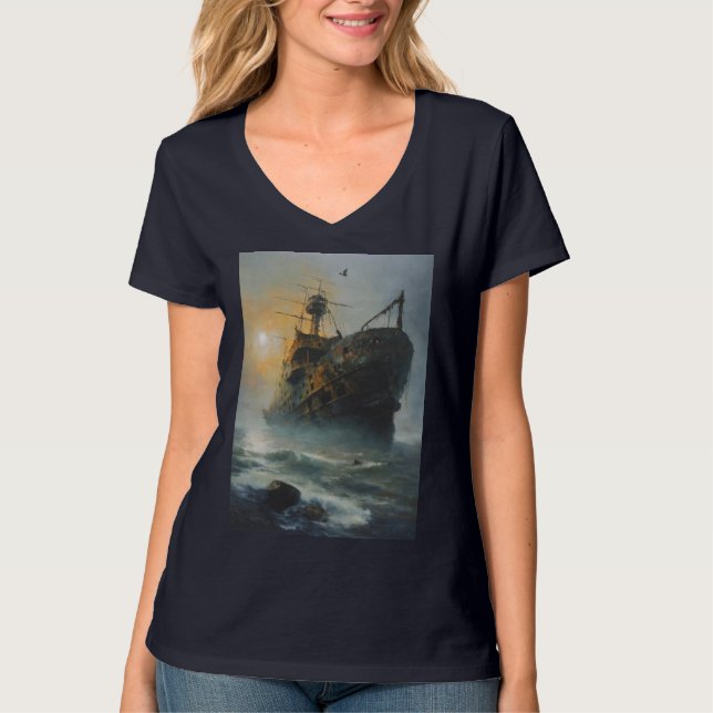 Camiseta Navio fantasma, navio pirata, (Frente)