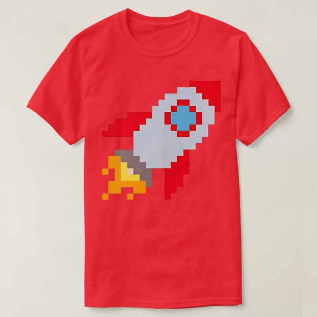 Camiseta Navio-foguete de retro bonito, com design Little R (Frente do Design)