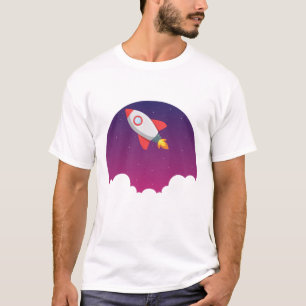 Camiseta Navio-foguete voando para as estrelas Mens