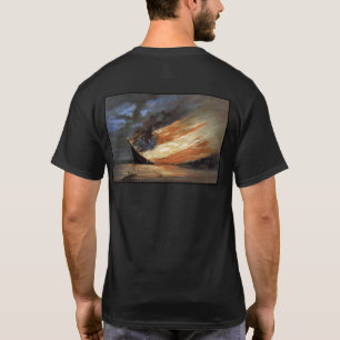 Camiseta Navio insignia da Guerra Civil Rebelde em chamas d