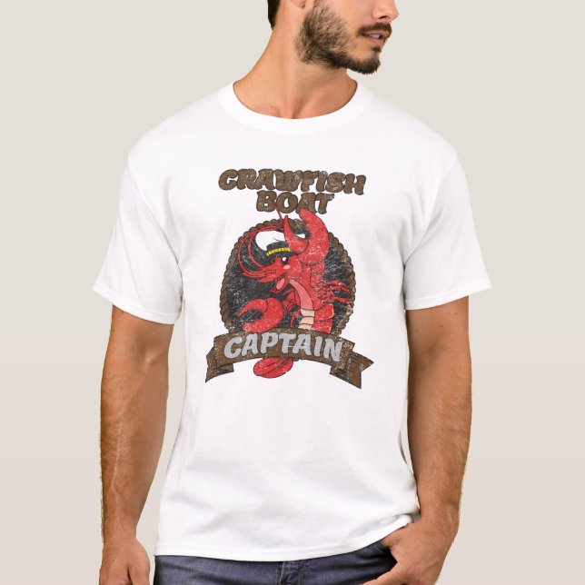 Camiseta Navio-lagosta Capitão Funny Cajun Sul Seafoo (Frente)