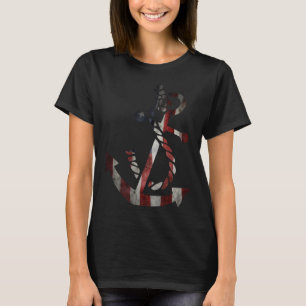 Camiseta Navio náutico vintage que ancora o mar americano F