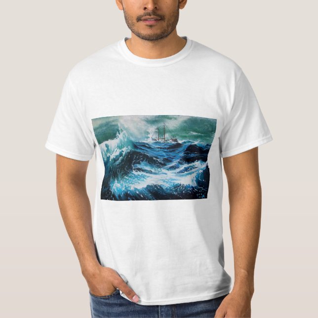 Camiseta Navio no mar em tempestade (Frente)