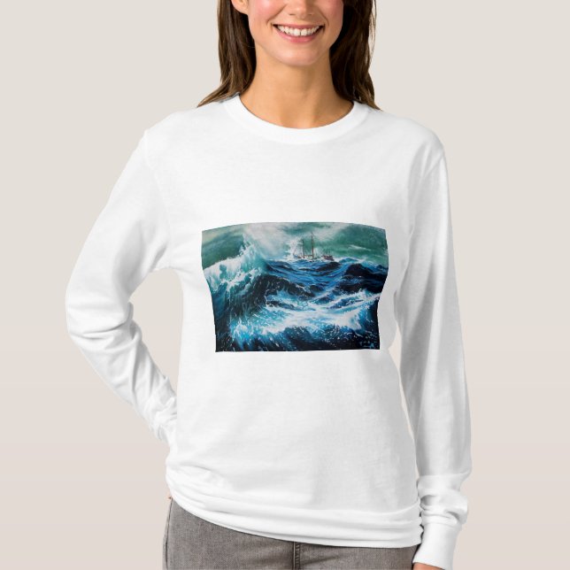 Camiseta Navio no mar em tempestade (Frente)