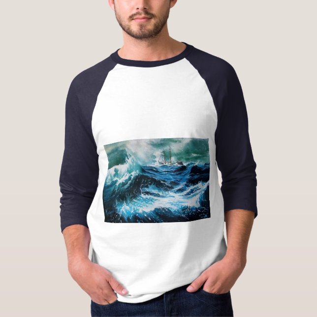 Camiseta Navio no mar em tempestade (Frente)