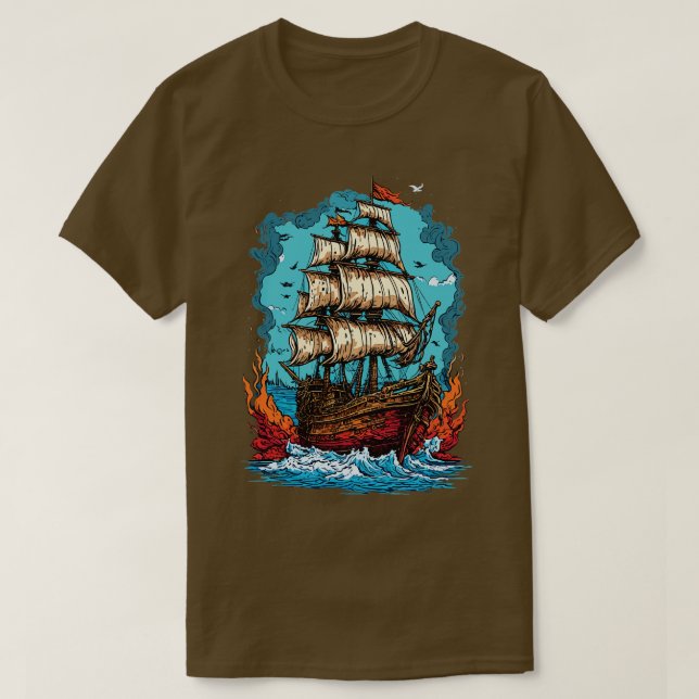 Camiseta Navio pirata 1 (Frente do Design)