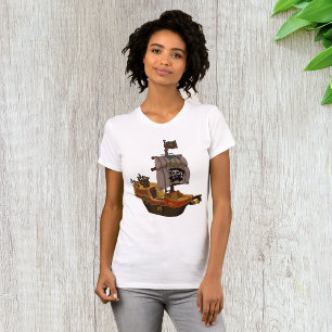 Camiseta Navio Pirata com Bandeira de Caveira