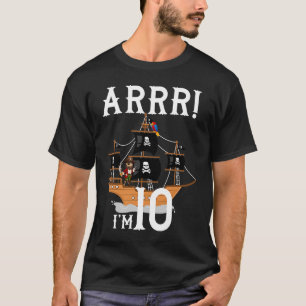 Camiseta Navio Pirata CUM 10º 10 Anos Criança Pirata Aniver