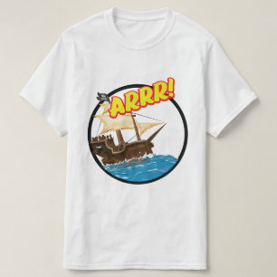 Camiseta Navio pirata de desenho animado engraçado