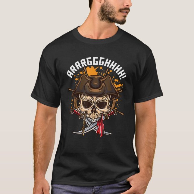 Camiseta Navio Pirata Jolly Roger Crossbones Bandeira Funny (Frente)