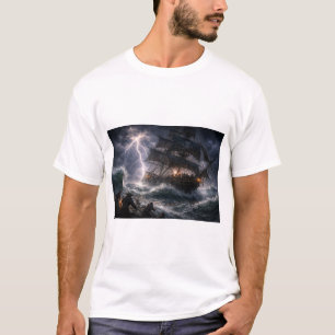 Camiseta Navio Pirata na Tempestade