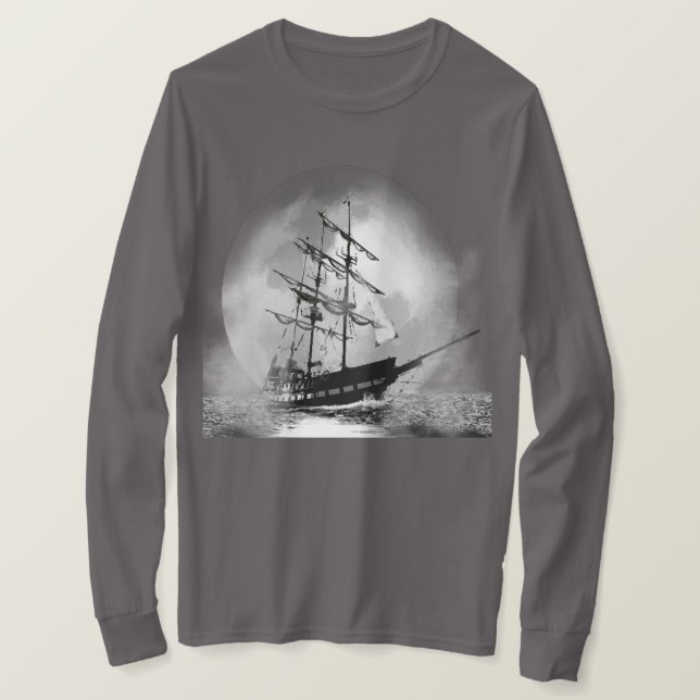 Camiseta Navio pirata velejando para fora do T-Shirt Moon F (Frente do Design)