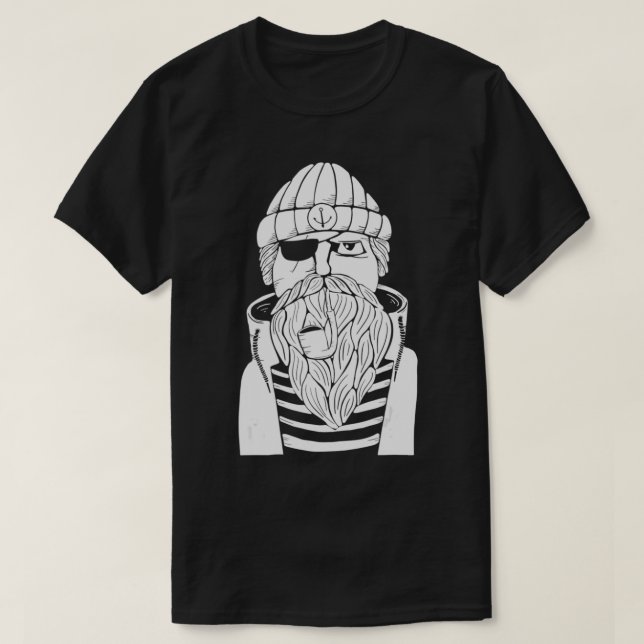 Camiseta Navio Sailer Capitão Mar Marítimo Homem Velho Wi (Frente do Design)