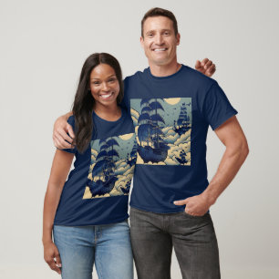Camiseta Navios Aéreos Que Navegam Acima Das Nuvens - Corte