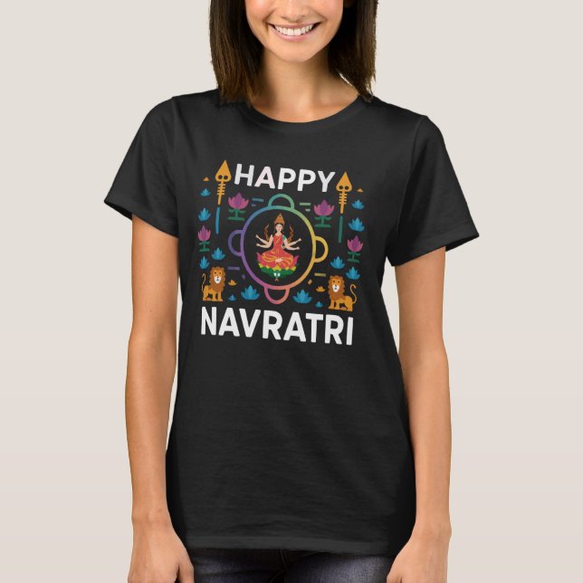Camiseta Navratri Graba Hinduísmo Hindu Deusa Durga 1 (Frente)