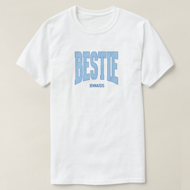 Camiseta Navy + Blue Faux Glitter BESTIE Bachelorette (Frente do Design)