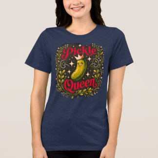 Camiseta Navy Blue Pickle Queen - Floral Elegante 