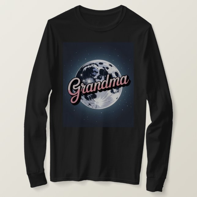 Camiseta Navy Blue Sky Moon Pink Grandma Script T-Shirt  (Frente do Design)