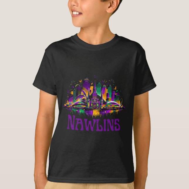 Camiseta Nawlins New Orleans Cityscape Mardi-gras Souvenir  (Frente)