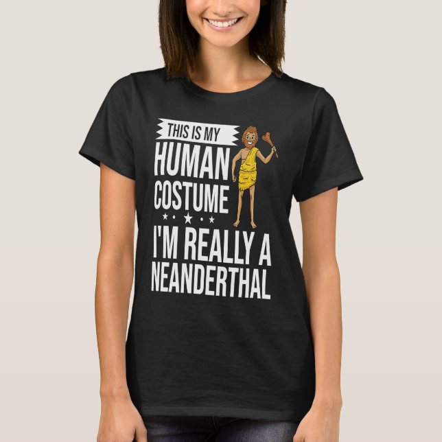 Camiseta Neanderthal Caveman Dna Woman Skull (Frente)