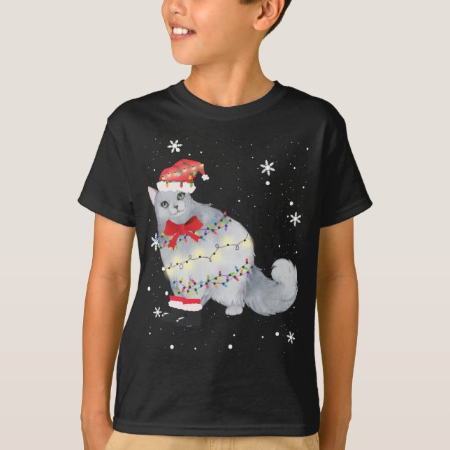 Camiseta Nebelung Cat Árvore de Natal Xmas Pais da mãe pres (Frente)