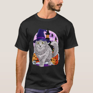 Camiseta Nebelung Cat Cute Halloween Pumpkin