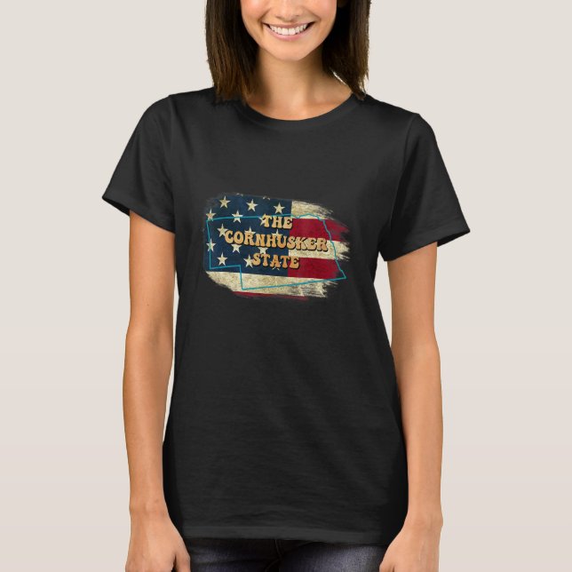 Camiseta Nebraska Ne Us Flag Motto (Frente)
