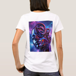 Camiseta Nebula Chrome: A Musa Arco-Íris Cyborg
